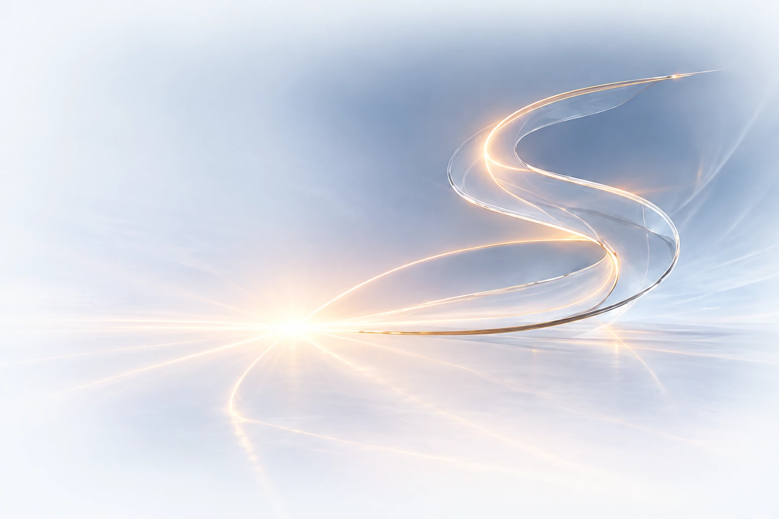 SOLA VIA’s approved flowing glass S, illuminated by a fine champagne edge
